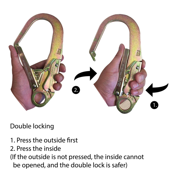 double locking steel rebar hook with captive eye