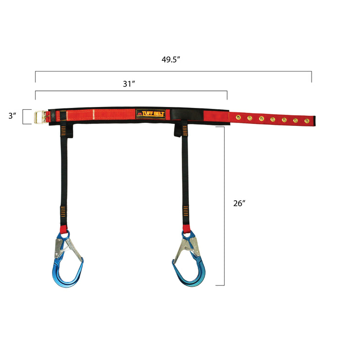 work positioning belt with rebar hooks and padded back support