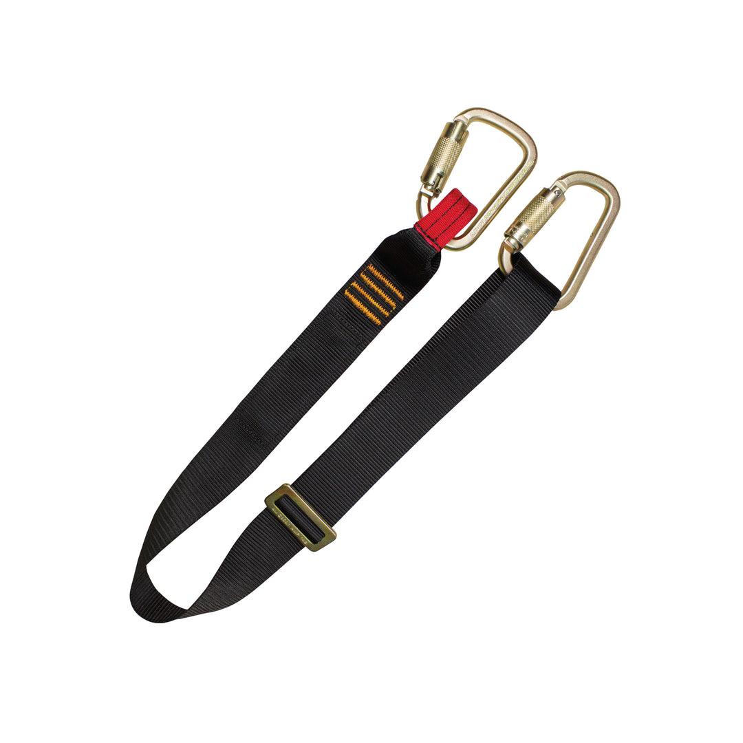 industrial rope access lanyard 4ft adjustable black webbing
