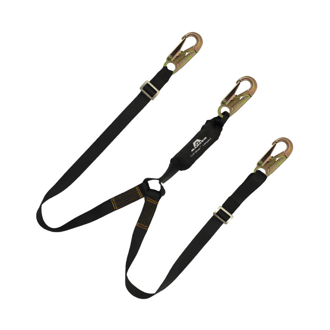 Shock Absorbing Y-Legged Lanyard - Black