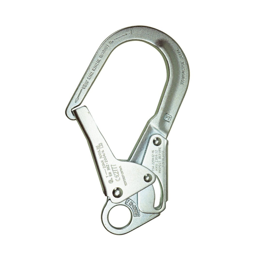 double locking rebar snap hook with captive eye