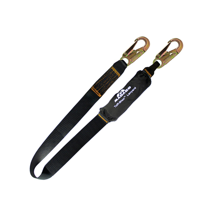 ANSI Z359.13 compliant fall protection lanyard with mil-spec webbing