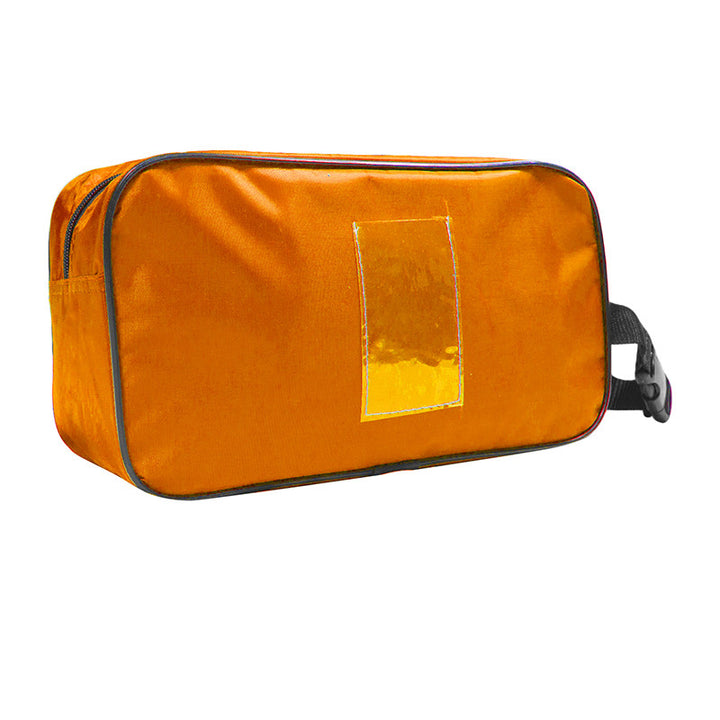 orange nylon gear pouch with zipper and clip