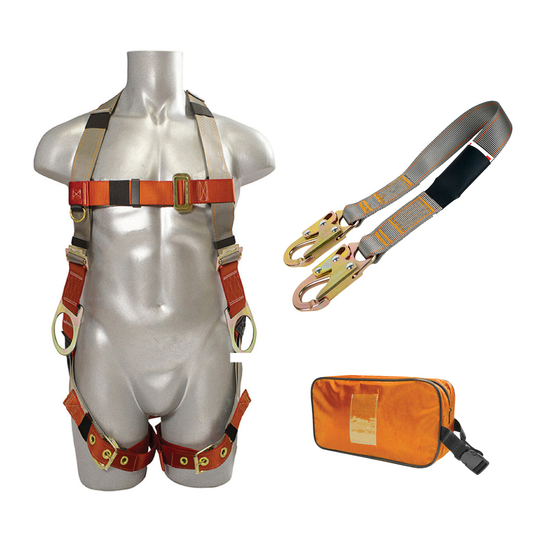 5-Point Adjustable Full Body Harness Combo Kit / C-TB205D+33-3+NB-ORG