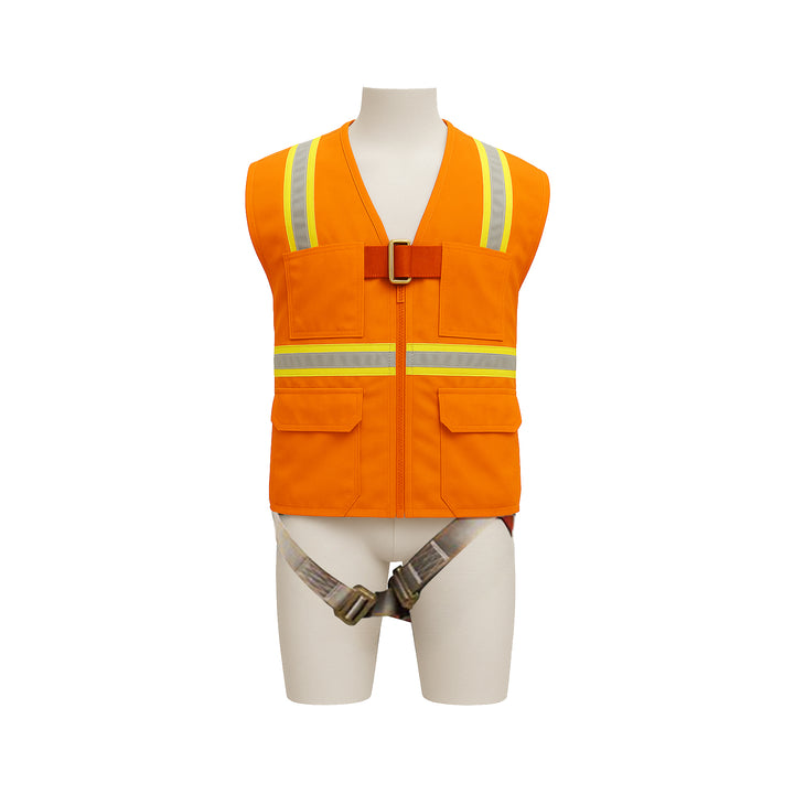 3-Point Vest Full Body Safety Harness – ANSI Class II, Removable Surveyor Vest for Construction