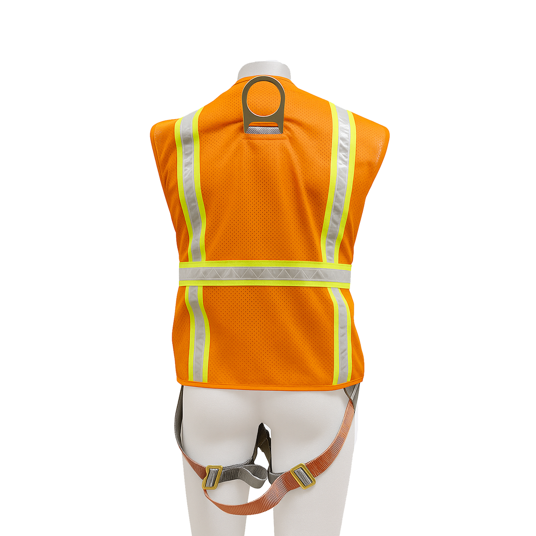 3-Point Vest Full Body Safety Harness – ANSI Class II, Removable Surveyor Vest for Construction