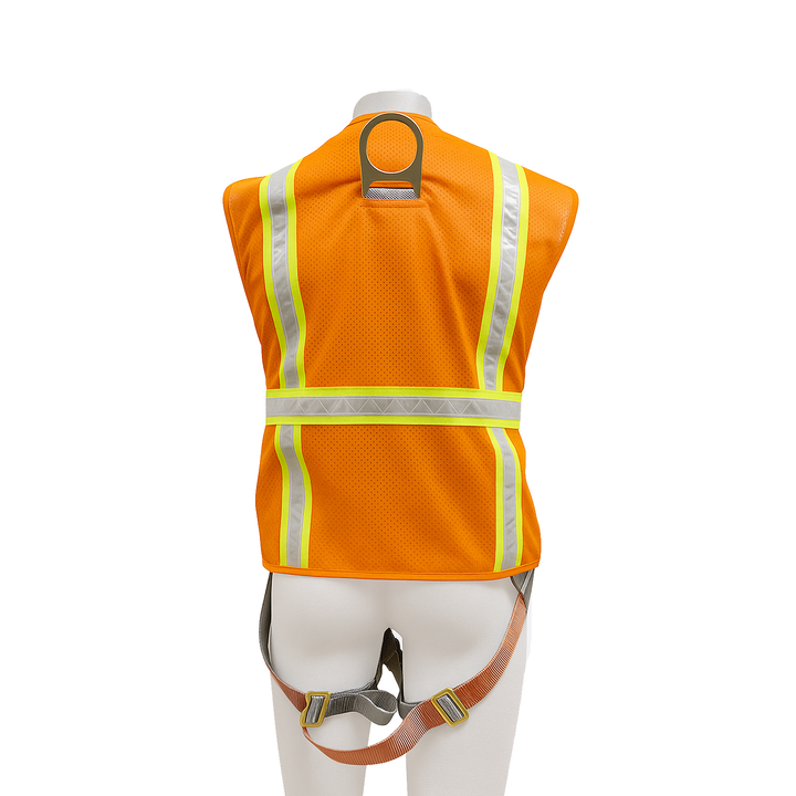 3-Point Vest Full Body Safety Harness – ANSI Class II, Removable Surveyor Vest for Construction