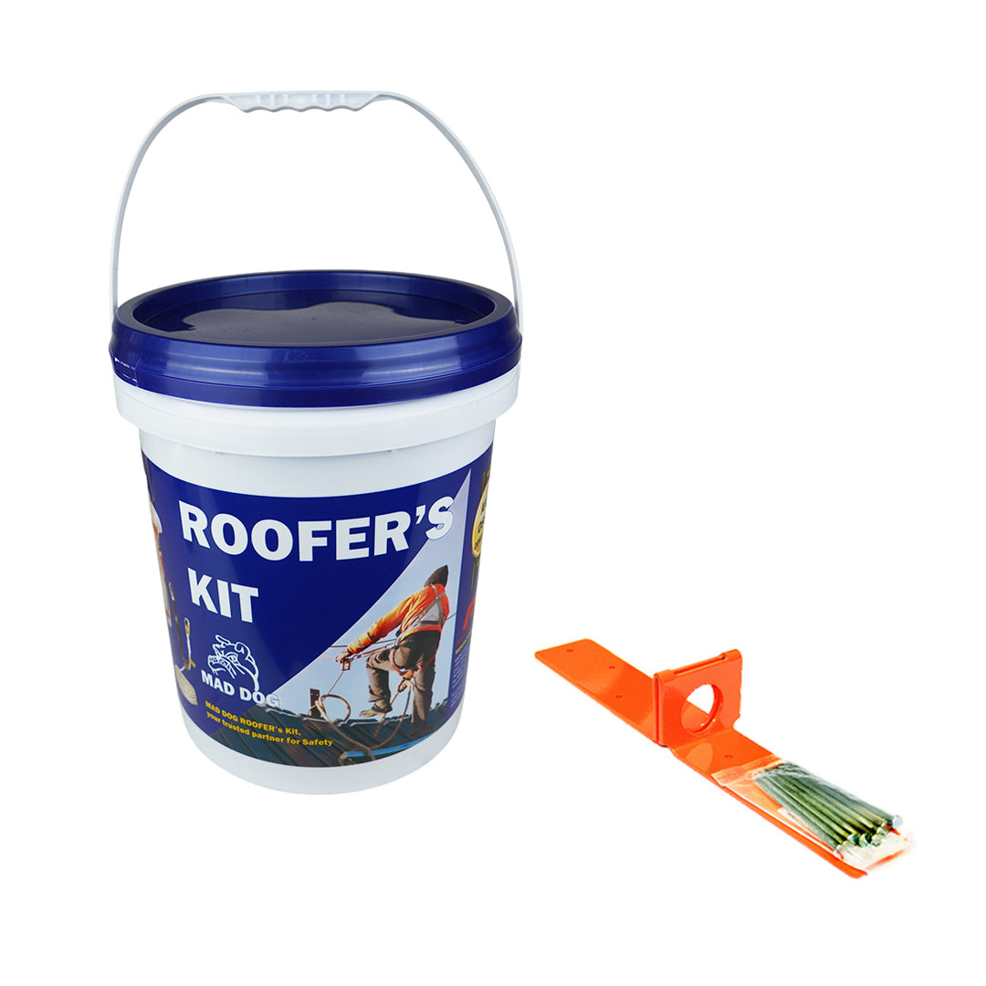 Madaco Roofers Kit – Single Use Anchor with Full Body Fall Protection Harness & 50ft Rope