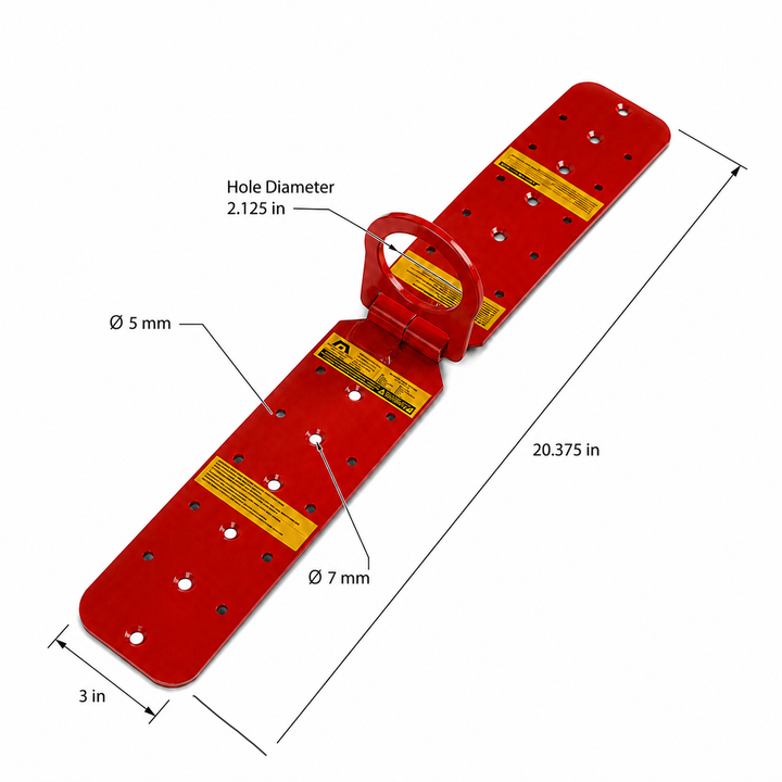 M8-1036 Reusable Roof Anchor – Red D-Ring Anchor, 5,000 lb Rated, ANSI Z359 Compliant
