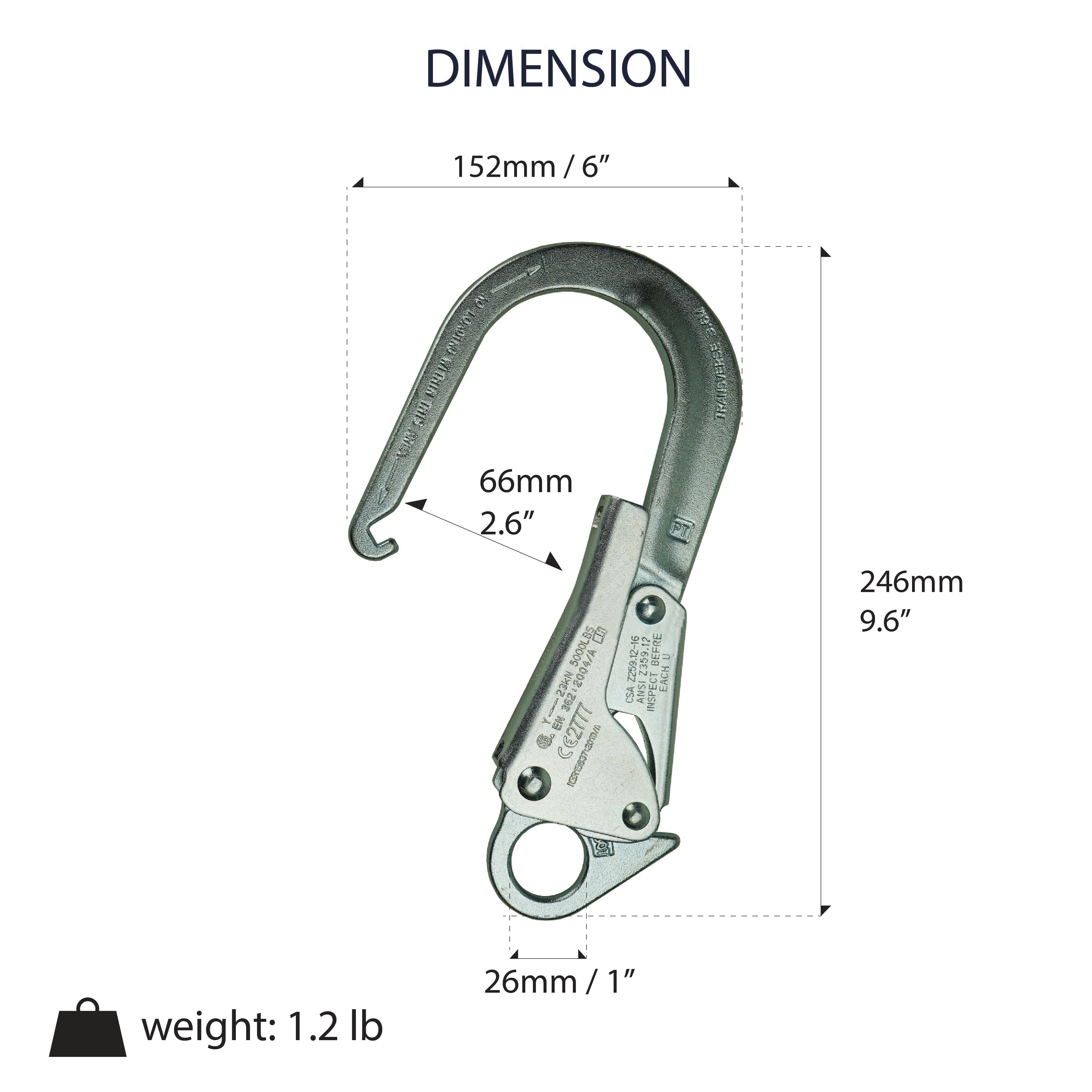Infinity Rebar Snap Hook HS gate - Gold | Madaco – Madaco Safety