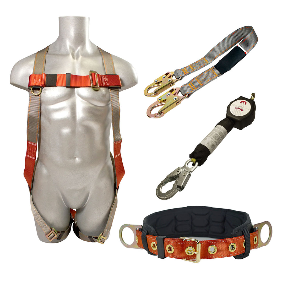 Feather-Lite Contractor Full-Body Safety Harness and Belt Combo