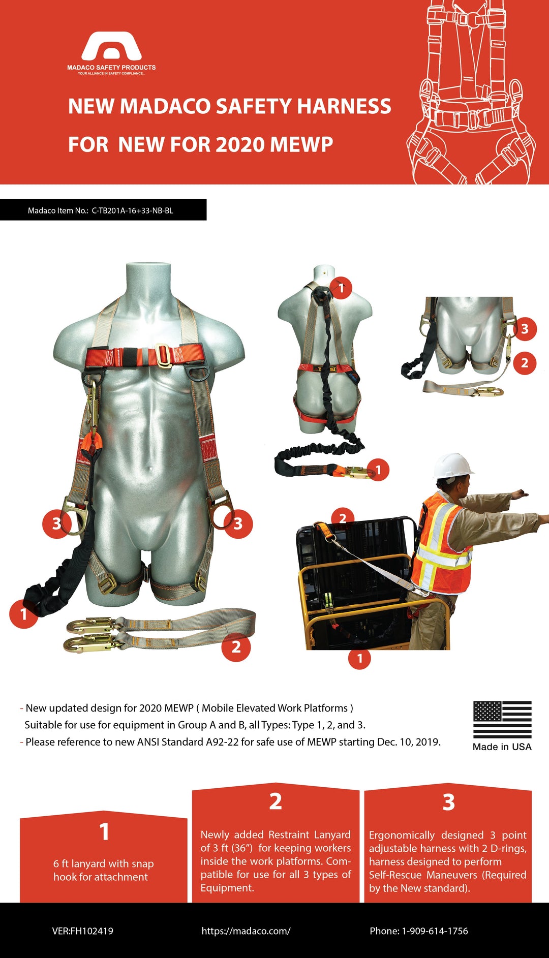 gear harness MEWP Full Body Safety Harness w/ Combo Kit - OSHA Compliant