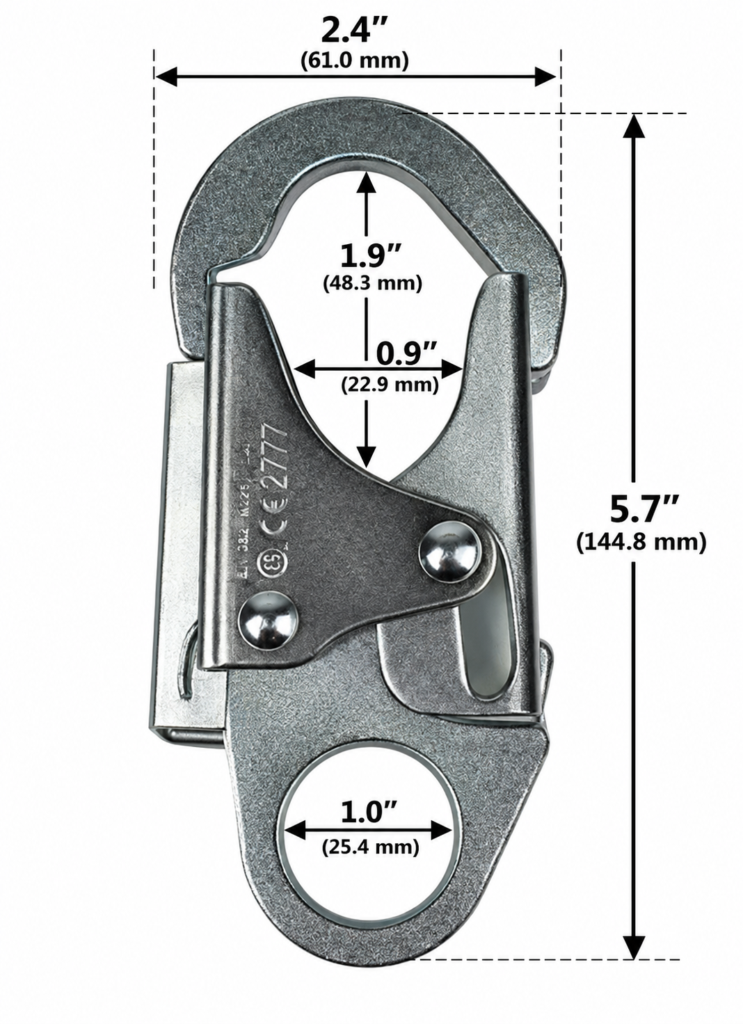 Maxi-2 Double Locking Industrial Snap Hook – Zinc-Plated Steel Safety Clip 23kN