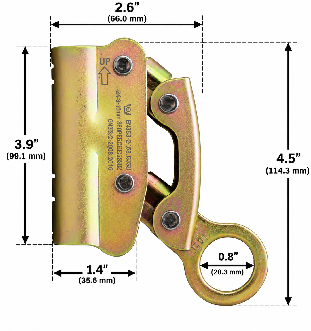 Manual Rope Grab – Standard Eye for 5/8" Rope, ANSI Z359 Certified Fall Arrest Device