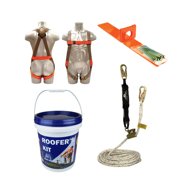 Madaco Roofers Kit – Single Use Anchor with Full Body Fall Protection Harness & 50ft Rope